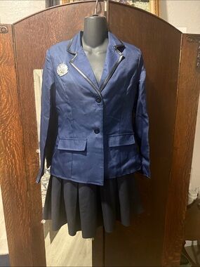Navy Women's Blazer with Contrast Trim - Unbranded